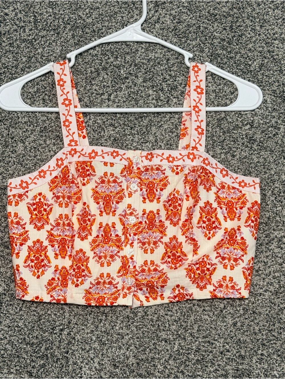 Floral Button-Front Cropped Tank Top - Haute Hippie